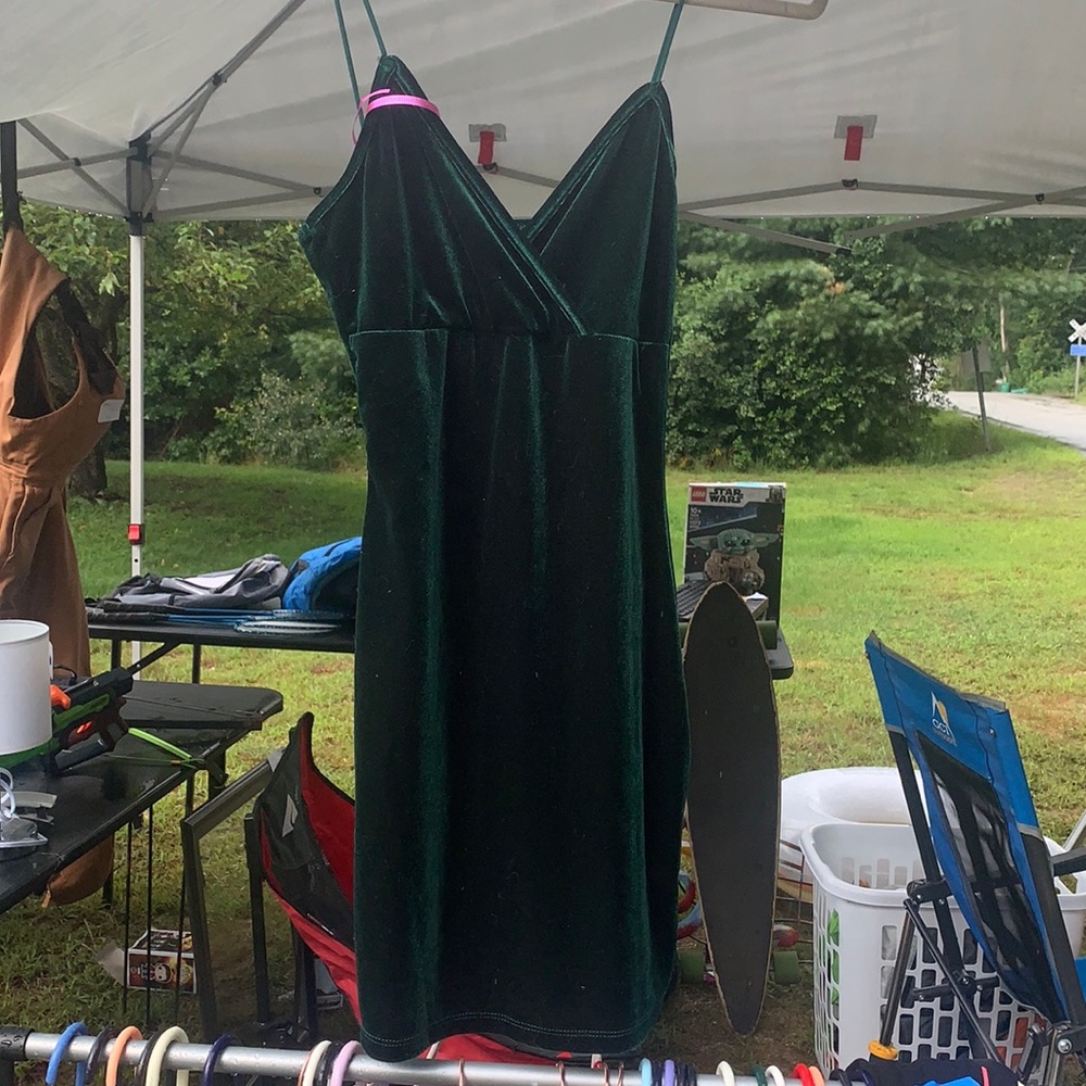 Green Velvet Mini Dress